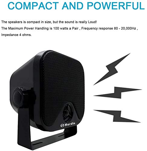 4 Inches Heavy Duty Waterproof Boat Marine Box Outdoor Speakers Surface Mounted for Skid Steer ATV UTV RZR Golf Cart Tractor Powersports Boat Truck Jeep by Herdio - Image 7