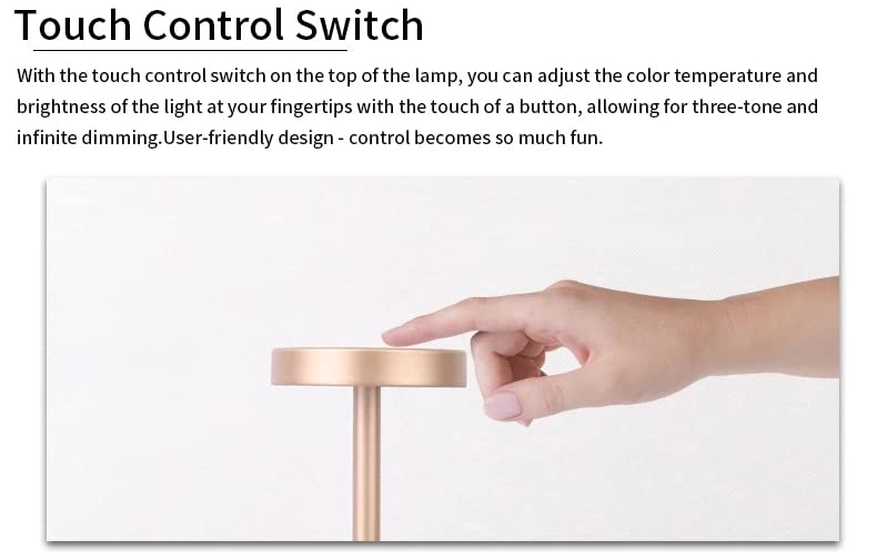 Lámpara De Mesa LED Recargable – 3 Modos De Color, Regulable Táctil, Batería 1800 MAh, Metal (ideal Dormitorio, Oficina, Exterior)