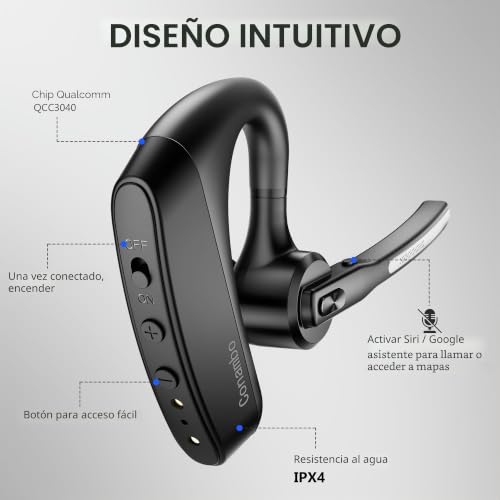 Auriculares Bluetooth V5.2 K10C manos libres negro para móvil 6