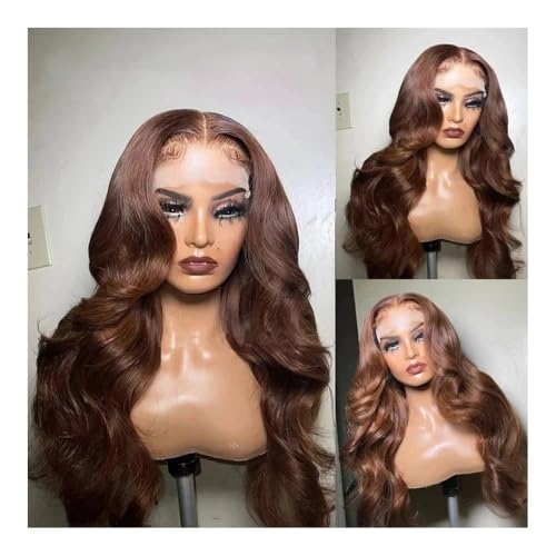 Perruque marron chocolat 13x4 lace wig densité 200% pour un volume maximal - 5