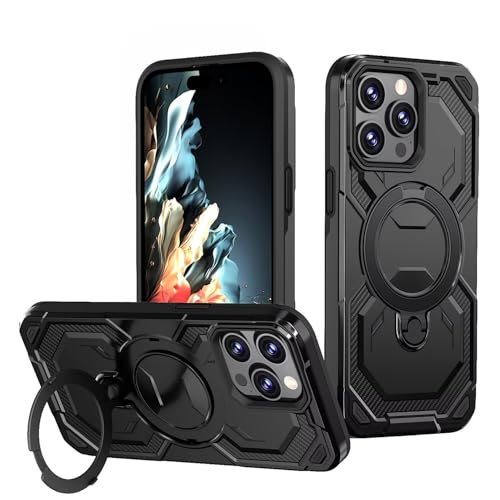 Pazpnoy Funda para iPhone 14 Pro MAX,Grado Militar Carcasa Compatible con [Soporte Magnético],PC & TPU Protección contra Caídas Case Cover Negro