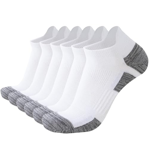 SockWaddles Trainer Socks for Men, 6 Pairs Cushioned Cotton Ankle Socks