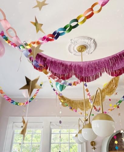 Image of xo, Fetti Gold Scalloped Layered Fringe Banner - 5 Ft. | Bachelorette Party Decorations, Birthday Party Decor, HBD Decor, Photo Booth Banner Backdrop