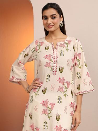 Image of Libas Printed Cotton Straight Kurta for Women