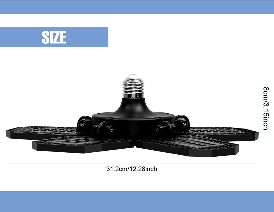 WENNI 200W LED Large Area Foldable Commercial Lighting E26 E27 Workshop Lights 100-277V Deformable Garage Light 110V Adjustable — view 7