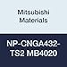 Mitsubishi Materials NP-CNGA432-TS2 MB4020 CBN CN Type Petit Tip Negative Turning Insert with Hole, General Cutting Rhombic 80?, Grade MB4020, TS Honing/No Wiper, 2 Tip, 0.031" Corner Radius