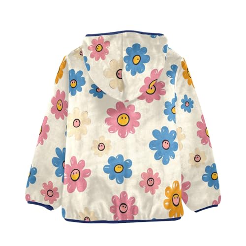 Cool Groovy Flowers Girls Fleece Jacket Girls Fall Jacket Girls Zip Up Hoodie Girls Sherpa Jacket 2-10T2