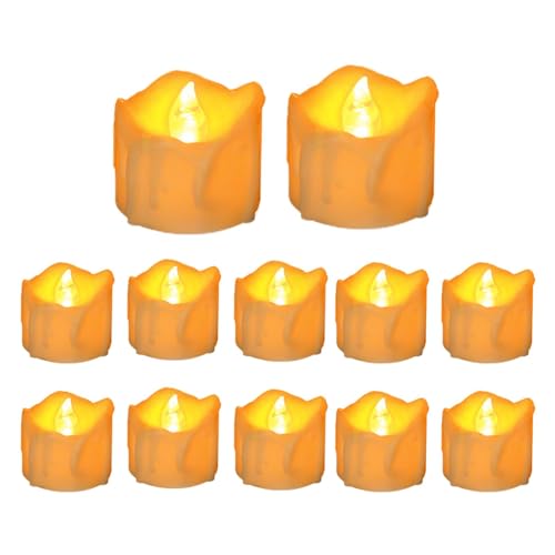 Velas sem chama, velas sem chama com temporizador, 12pcs luzes de chá LED operadas por bateria, Temp