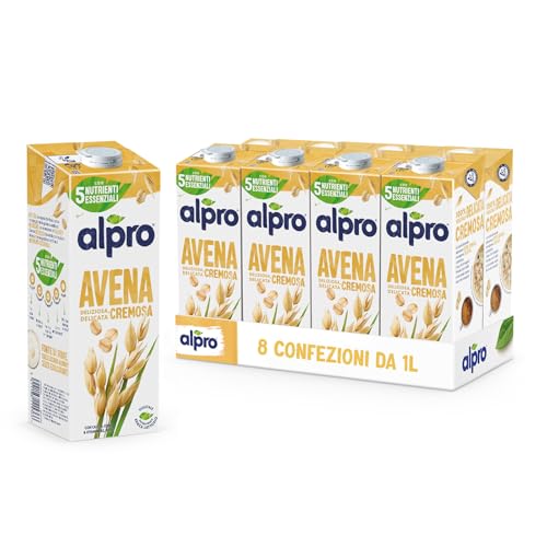 ALPRO CLASSICO, Bevanda all'AVENA, 100% vegetale con vitamine B2, B12 e D2 (8 confezioni x 1 Litro)