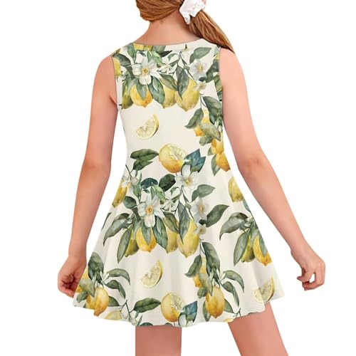 Girls Summer Dresses Cute Print Girls Flare Sun Dress Knee Length Sleeveless Skater Sundress Swing Casual Summer Outfit2