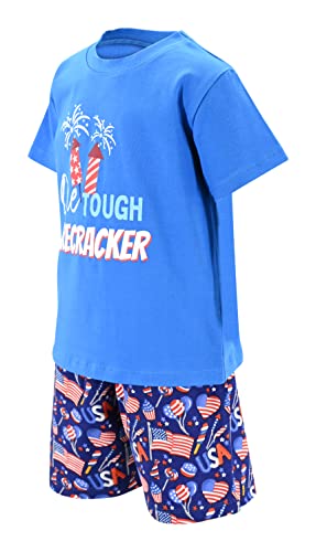 Image of Boys 2pc Shorts Set Outfit Short Sleeve Shirt with Fun Applique Print and Shorts