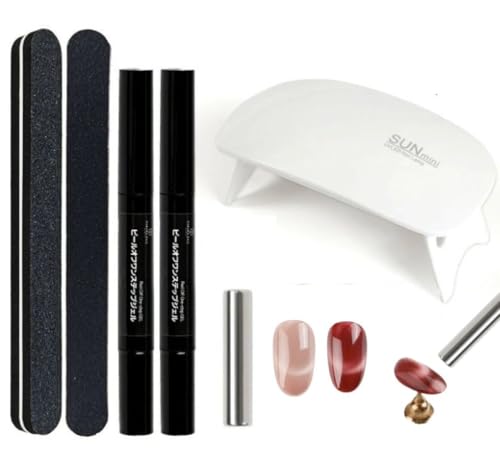 初心者セット 6点 ピールオフジェル スターターキット ジェルネイル 6W LEDライト付き HEMAフリー はがせる ジェルネイル マグネットジェル ワンステップジェル ライト付き キット セット 2色選べる (02,05セット(ペン型))