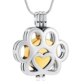 VCCWYQK Joyería de cremación para cenizas para perro o gato de acero inoxidable con medallón conmemorativo collar interior de mini estuche joyería de cremación para mascotas (B-Acero+Oro)