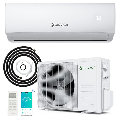 Waykar 12000BTU Wifi Enabled Mini Split Air Conditioner & Heater with Inverter, 20.5 SEER2 115V Wall-Mounted Ductless AC Unit Cools up to 750 Sq. Ft, Compatible with Alexa