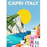 JICFDAO Diamond Painting Italia 30 x 40 cm Diamond Painting Paesaggi Città Capri Diamante Pittura Italiana Paesaggio Diamante Set da Pittura Semplice da Muro per Adulti Antistress Home Decor
