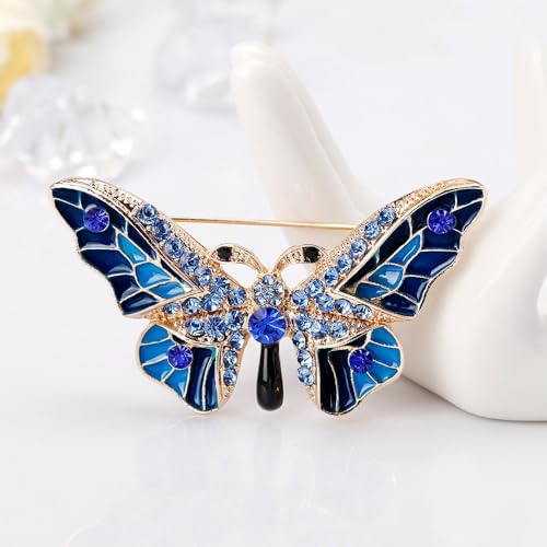Image of butterfly brooch pins for women fashion Woman's enamel crystal rhinestone butterfly brooches pin set for Clothes Dresses