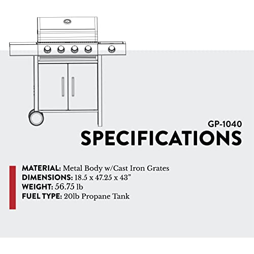 Gas One 4 Burner Gas Grill – Premium Propane Grill With Side Burner – Outdoor Grill Cabinet Style With Wheels - High-Temperature Paint Coating Gas Bbq Grill – Elegant And Luxurious Design #TOP2