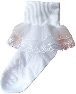 شرابات دانتيل للبنات بكشكشة قطن بطول الكاحل للبنات الصغار