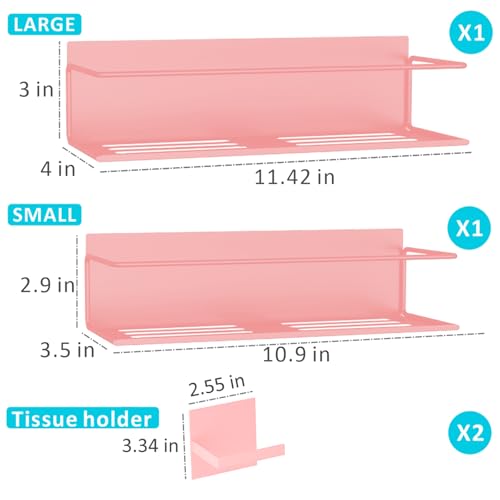 Image of Magnetic Spice Rack For Refrigerator, Space Saving Magnetic Shelf For Fridge Pink 2 Pack With Magnetic Paper Towel Holder
