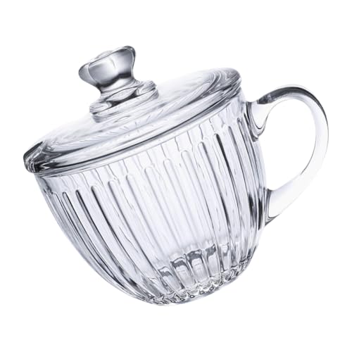 EXCEART Tazón de Vidrio Multiusos Grande para Desayuno con Tapa, Taza de Cereal Transparente de Vidrio para Leche y Yogur, Adecuado para Uso Doméstico y Almacenamiento de Alimentos