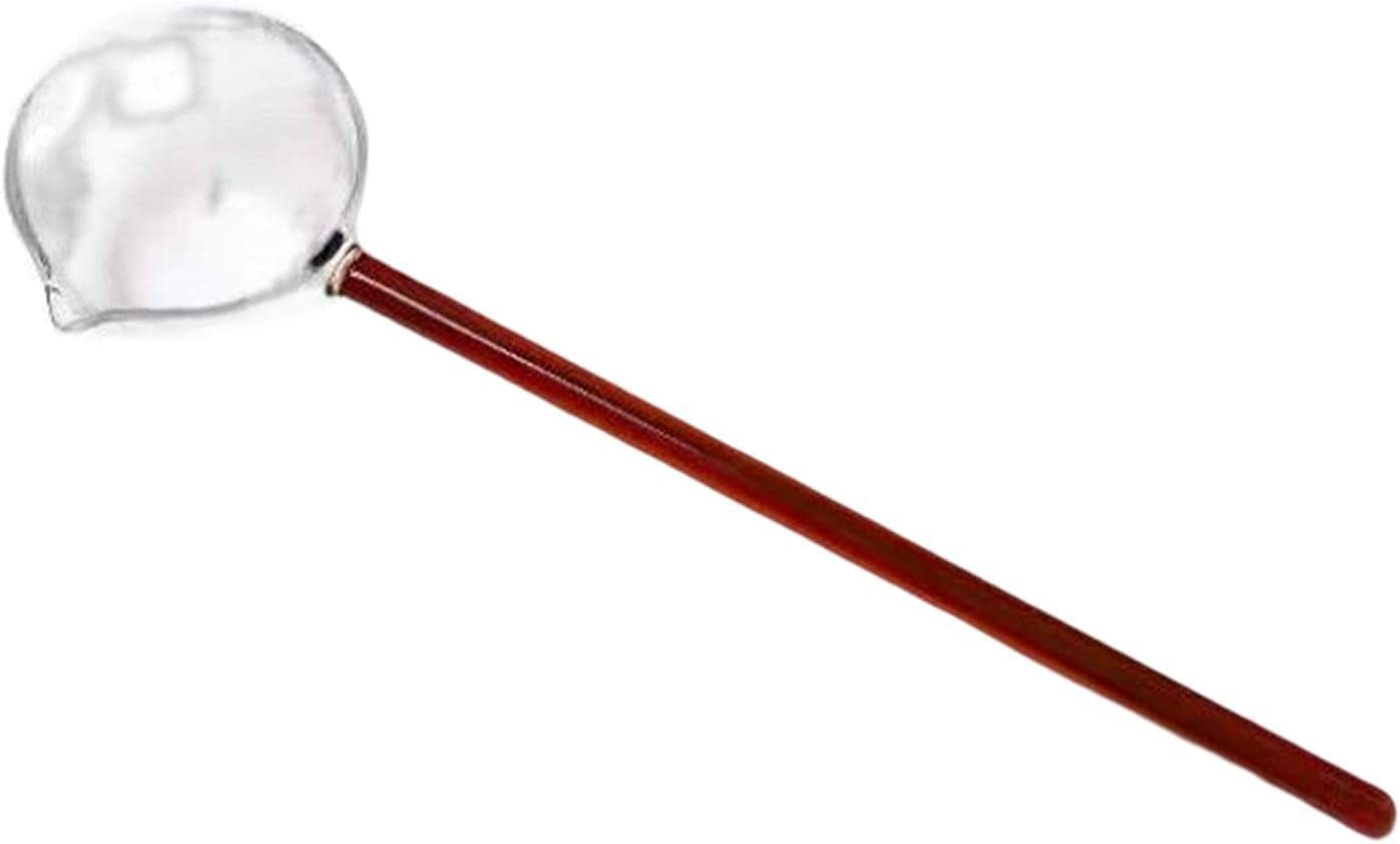 Mouth Blown Glass Cooking Ladle 9.92'' Long Handle Serving Ladle Spoon Soup Ladle for Punch Soup Sauce Egg Kitchen Restaurant Hot Pot (Red)