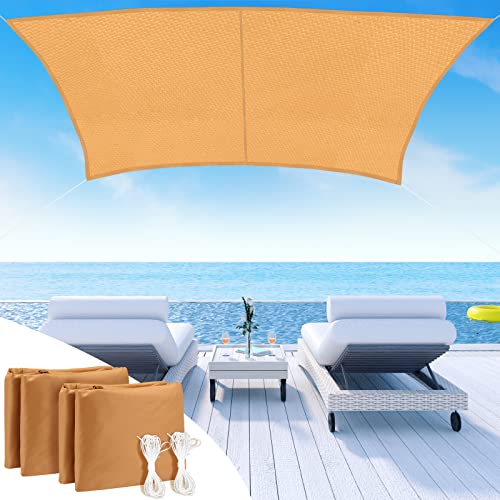 2 Pack 12 X 16 Ft Waterproof Rectangle Sun Shade Sails Patio Awning 95% Uv Blockage For Outdoor Patio Garden Backyard Lawn Pergola And Carport (Beige) #TOP7