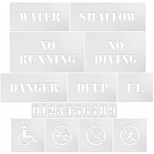 Stencil Ease Pool Safety Stencil Kit 21 Reusable 1/16" LLDPE Stencils for Concrete Pool, Spa Decks Swimming Pool Rules, No Diving, No Running, Water Depth