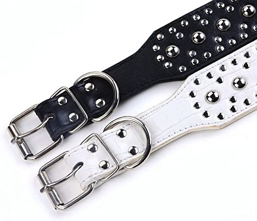 Pimaodog Studded Dog Collar, Leather Dog Collar For Medium Large Dogs Pitbull Doberman (M:17-20 Inch, Gold Brown) #TOP2