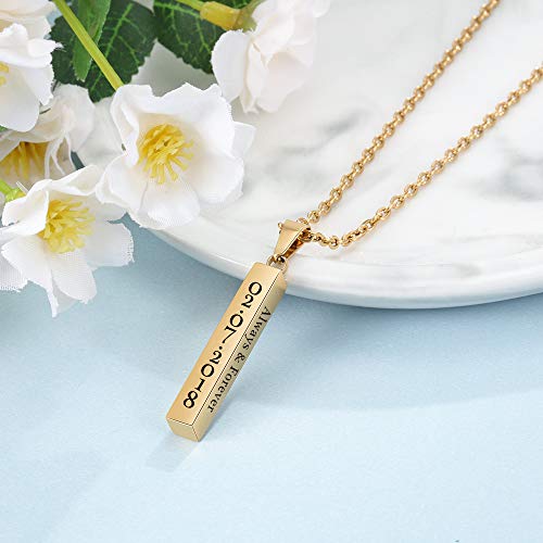 Personalized Engraved Necklace for Women Men Custom Stainless Steel Necklace Engraved Name Vertical Bar Necklace Birthday Gifts for Boyfriend (Gold)3