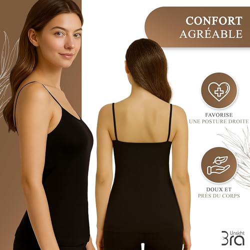 UnsichtBra Femme Basics | Lot de 3 Débardeurs Fines Bretelles | Maillots De Corps pour Femmes (3 x Noir, L-XL) – vue 7