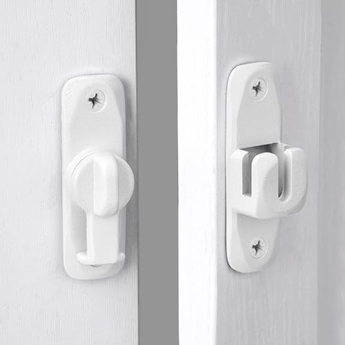 Image of INIRET 3 Packs Matte White 90 /180 Degree Barn Door Latches, Zinc Alloy Right Angle Gate Lock, Flip Door Latch Hardware, Security Sliding Door Lock for Cabinets, Bathroom, Barn Door