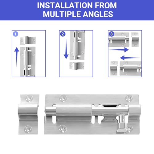 4 Stück Tür Riegelschloss,Türriegel Edelstahl,3 Zoll Schieberiegel Klein für Türen Fenster Zäune (Stil)