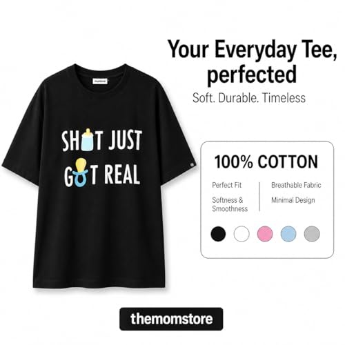 Image of The Mom Store Mom T-Shirt | Cotton | Pre and Post Pregnancy | Quirky Statements | Comfortable | Oversized