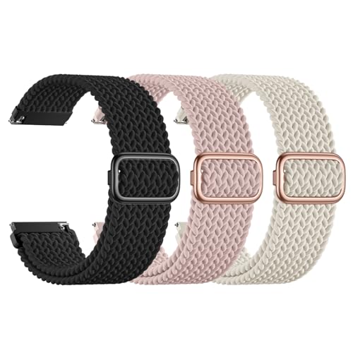 SNBLK 3 Pack 18mm 20mm 22mm Braided Watch Band Compatible with Garmin Vivoactive 5 Watch Bands/Vivoactive 6/3/4s, Quick Release Adjustable Elastic Nylon Loop Strap for Venu 3S/2S/Venu 3/2 Women Men by SNBLK - Used condition - US$7.51