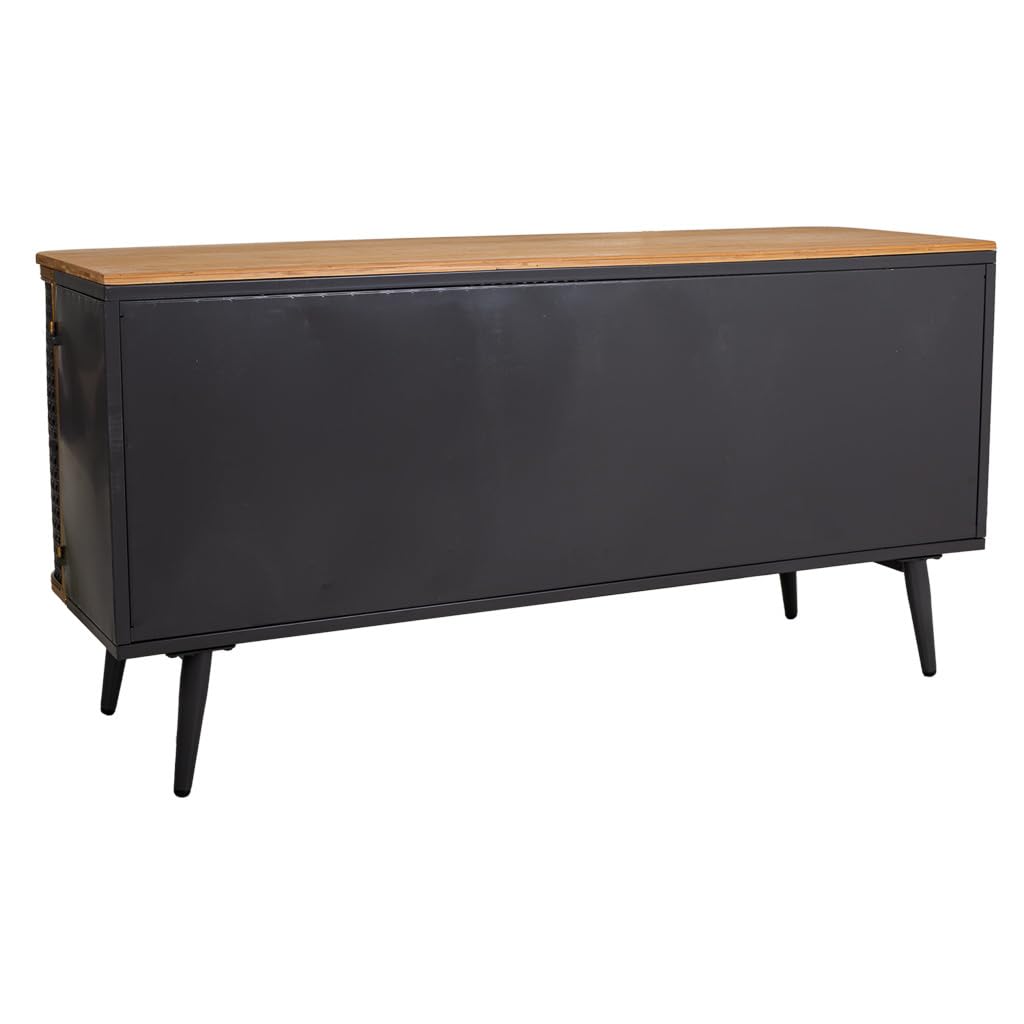 WANDERLUST DECO Aparador de Metal y Madera 3 puertas 118x38x58,5h cm