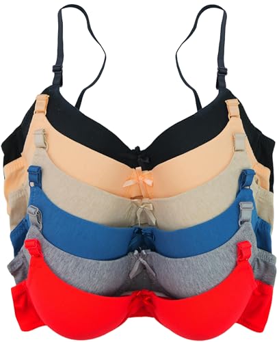 Image of ToBeInStyle Women's Pack of 6 Padded Assorted Styles Supportive Bras Cup Size - A to DDD