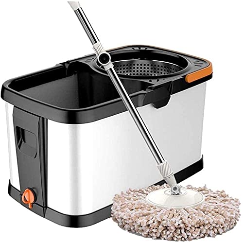 DYBHSD Trapeador Giratorio doméstico Inteligente: Giratorio, de Doble accionamiento, deshidratación automática, Varilla de Acero Inoxidable (tamaño: 24 * 27 * 45 cm) Vision