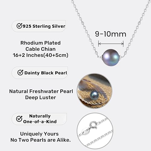 COAI Platinum Plated 925 Sterling Silver Necklace for Women, Single Pearl Necklace for Women3