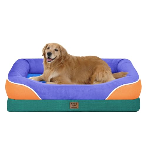 Image of Chez Paw Waterproof Orthopedic XL Dog Bed for Large and Extra Large Dogs | Egg Crate Foam, 4-Sided Bolster Support, Waterproof Liner, Non-Slip Bottom, Machine Washable Cover, 42 x 30 Inch