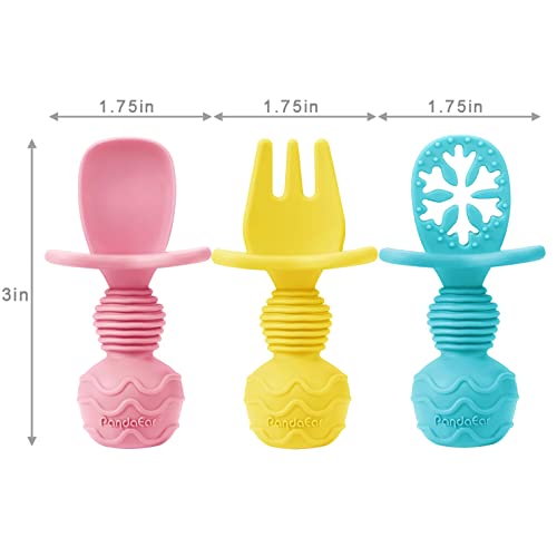 PandaEar 6 Pack Toddler Baby Spoons Forks, Infant Silicone Led Weaning Spoons Feeding Spoon for Self Feeding - Image 3