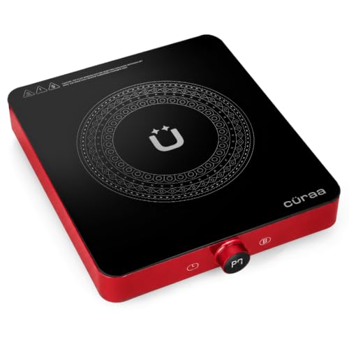 Image of Curaa IndiePro 2100 Watts Induction Cooktop for Indian Kitchens | 6 kV Surge Protection Design for Safety | Rotary Knob control with Timer | Incremental Heat Adjustment | 2 Year Warranty | RED