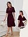 Bbonlinedress Abendkleider elegant für Hochzeit Weihnachten Kleid Damen Winter elegant Kurzarm festliches Kleid midilang Party Cocktailkleid Burgundy XL