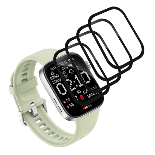 Wondoner 4 protectores de pantalla para Huawei Watch Fit 3, cristal protector de pantalla para Huawei Watch Fit 3, cristal protector de pantalla de dureza 9H, protector de pantalla HD, antiarañazos