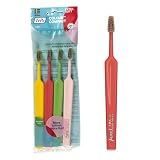 Spazzolino TePe Colour Compact Extra Soft, Confezione mista, 4pz, spazzolino con testina piccola per bambini più grandi e adulti, setole extra soft per una pulizia delicata
