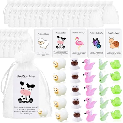 Z-synka 100 Set Employee Appreciation Gifts Bulk for Thank You Staff Teacher Office Coworker Nurse Pocket Gifts Animal Pun Inspirational Note Cards Butterfly Snail Cow Sheep Favors by Z-synka - Used condition - US$10.25