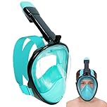 Snorkel Mask for Kids,Full Face Diving Mask Anti-Fog, Anti-Leak 180°view Design, Snorkeling Mask Set for Kids Girls Boys- Sports Camera Compatible(BlackGreen XS)