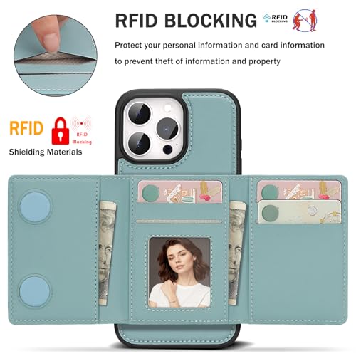 Godzoen for iPhone 13 pro Wallet Case, 2-in-1 Detachable Phone Case, Card Holder RFID Blocking, Fashionable Faux Leather Card Slot & Folding Design (Blue 6.1'') by Godzoen - Used condition - Image 4