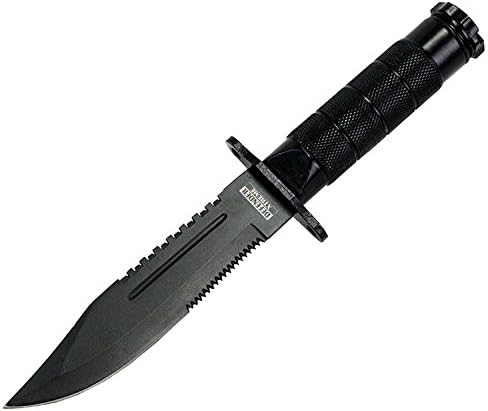 9090 Heavy Duty Mini Survival Knife with Sheath, Black, 8.5"