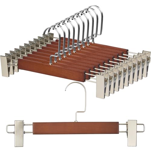 ズボンハンガー スカートハンガー すべり落ちない 型崩れしない 調節可能なクリップ 上品 天然木製