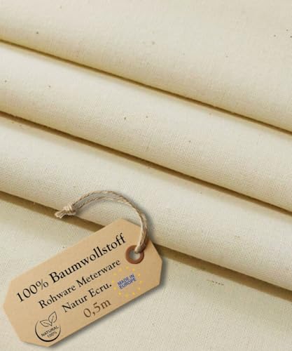 Solvera_Ltd Baumwollstoff Meterware Natur Reiner BioBaumwolle Stoff - Dekostoff zum Nähen, Canvas Baumwolltuch, modische Muster, Nähstoffe (0.5m 1 Stück)